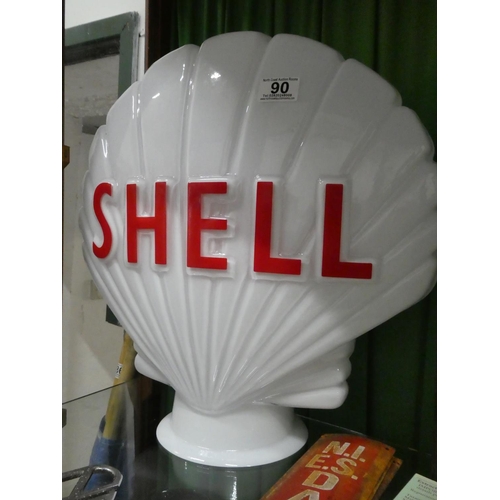 90 - A large reproduction glass clam shaped 'Shell' gas pump globe.