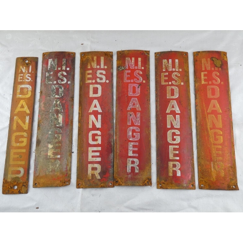 93 - 6 vintage enamel 'NI Danger' signs.