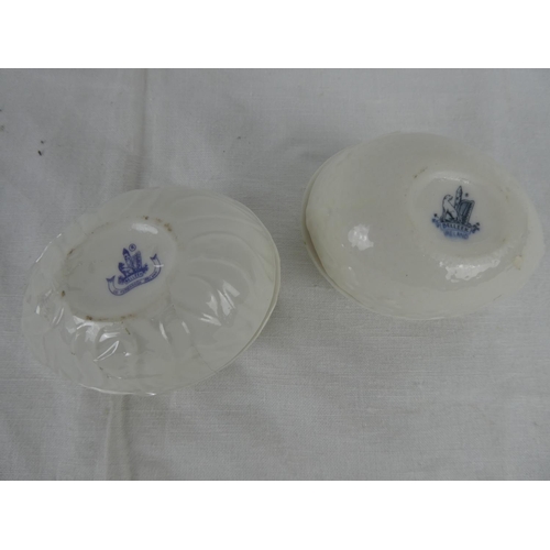 4 - Two Belleek Pottery trinket boxes with swan and rabbit detail.