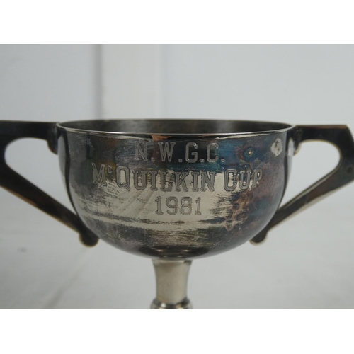 44 - A small silver plated presentation cup 'NWGC McQuilkin Cup dated 1981'