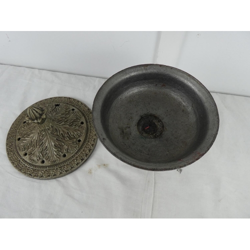 6 - An unusual cast iron lidded urn.