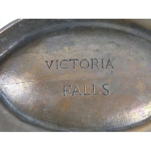 60 - A vintage Victoria Falls souvenir 'crocodile' copper dish.