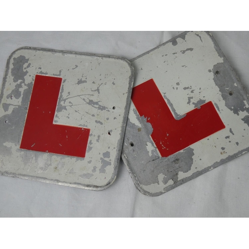 69 - Two vintage 'L' plate metal plaques.