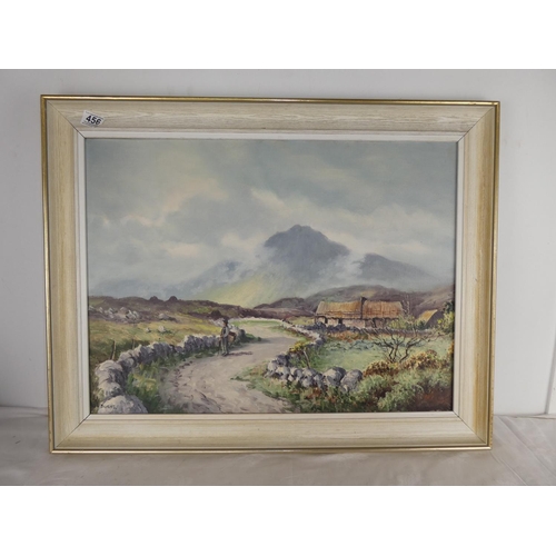 456 - A stunning framed early oil painting 'Mount Errigal, near Gortnahork, Co Donegal' signed W H Burns, ... 