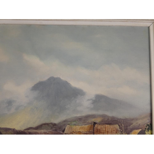 456 - A stunning framed early oil painting 'Mount Errigal, near Gortnahork, Co Donegal' signed W H Burns, ... 