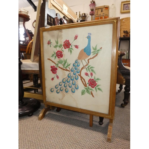 458 - A vintage tapestry firescreen/table.