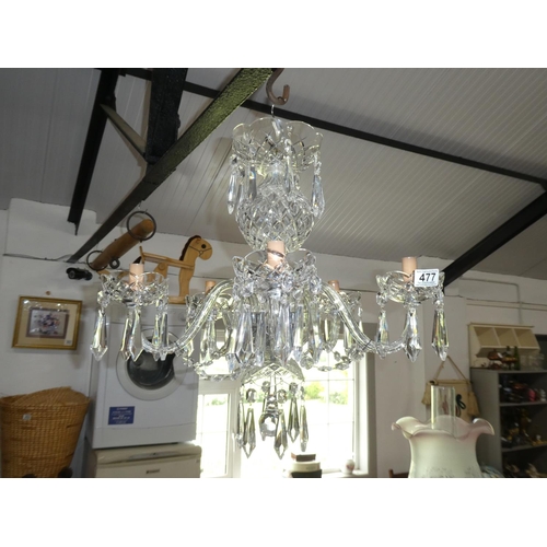 477 - A superb Waterford Crystal five branch chandelier.