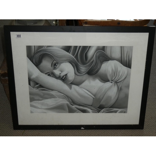 480 - A large framed pencil drawing by local Artist, Mark Lee McMeekin.