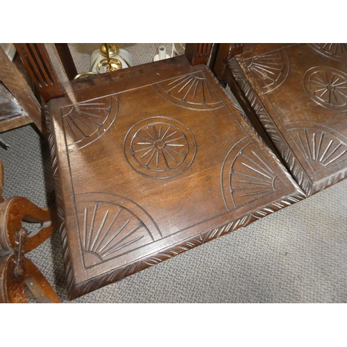 482 - A stunning pair of antique oak hall chairs with barley twist legs.