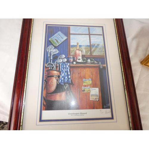 484 - A framed Bobbie Anderson print and a framed limited edition 'Greenkeepers Reward' print 86/600 signe... 