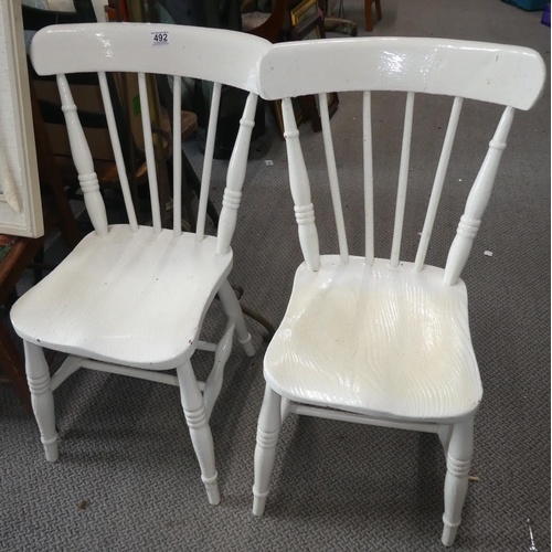 492 - A pair of upcycled kitchen chairs.