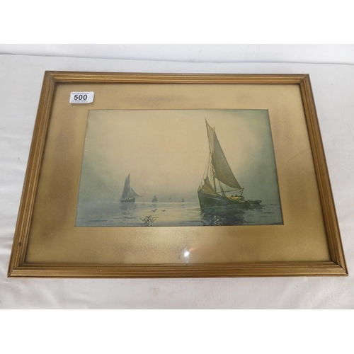 500 - An antique gilt framed print.