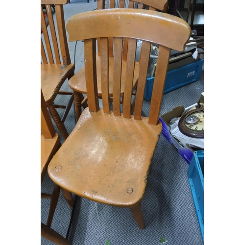 524 - A stunning set of six antique Irish Vernacular dining chairs in original orange paint.