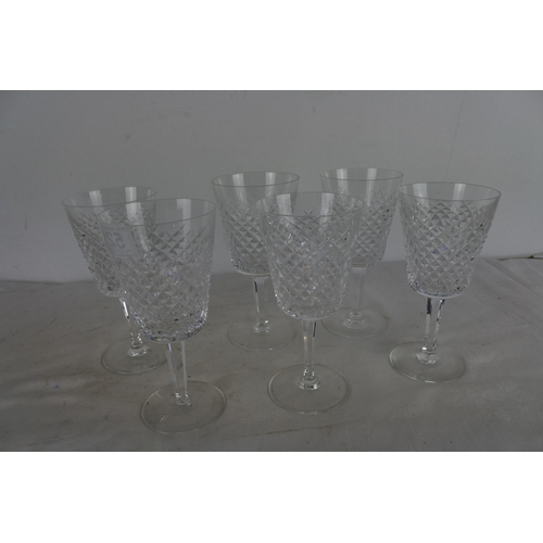 529 - A stunning set of six Waterford Crystal wine glasses.