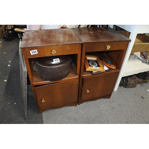 544 - A pair of vintage bedside lockers.