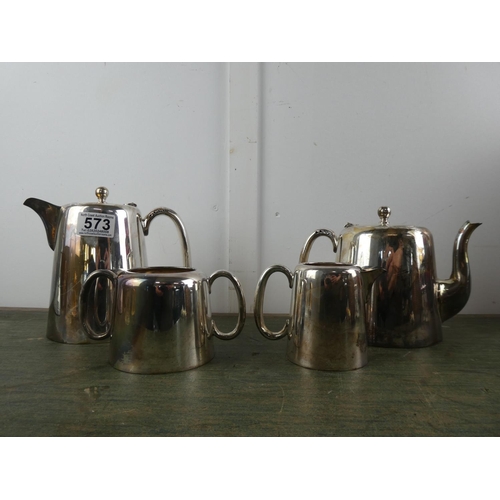 573 - A stunning four piece silver plated tea service.