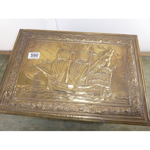 590 - A brass coal box.