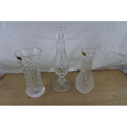 96 - Three Tyrone crystal vases.