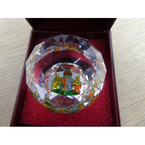 507 - A commemorative paperweight produced for the Queen Mothers 90th Birthday.