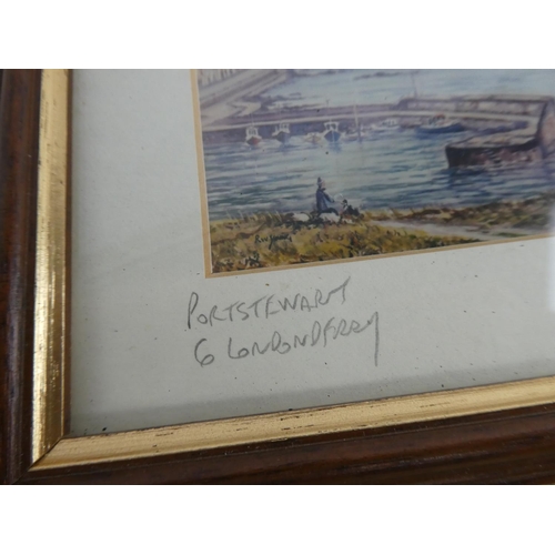 517 - A framed print of Portstewart Harbour, signed in pencil by the Artist.