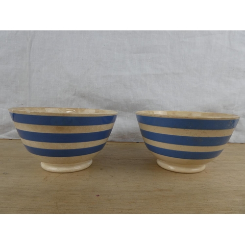 528 - 2 antique striped bowls.