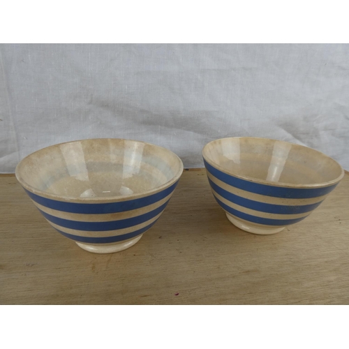 528 - 2 antique striped bowls.