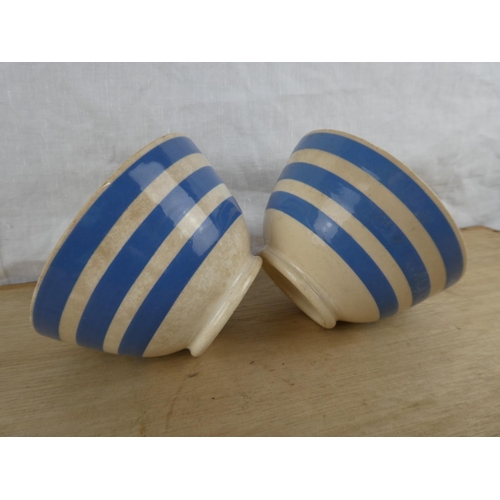 528 - 2 antique striped bowls.