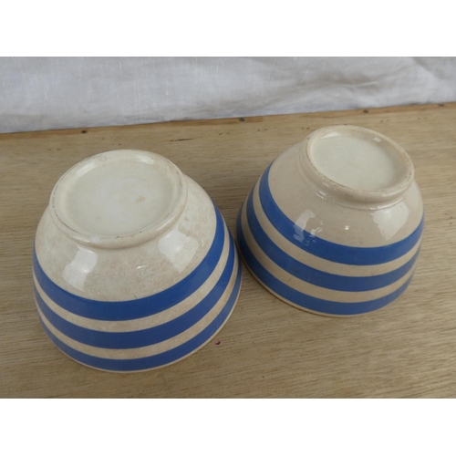 528 - 2 antique striped bowls.