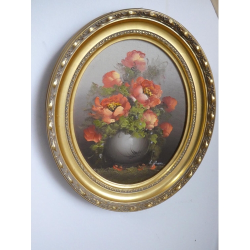 536 - A decorative framed floral painting.