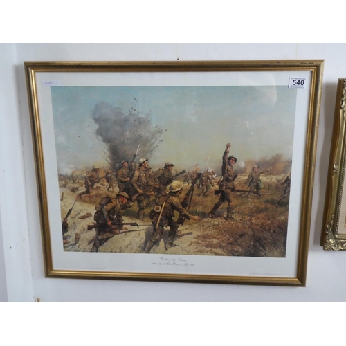 540 - A large framed limited edition print, 'Battle of the Somme'. (70x58cm).