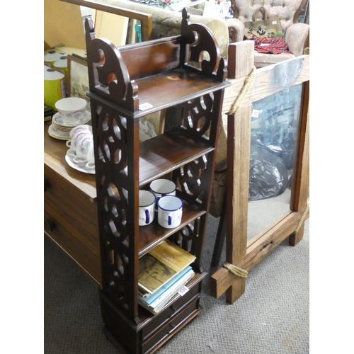 593 - A stunning antique what-not bookcase with drawer to base.