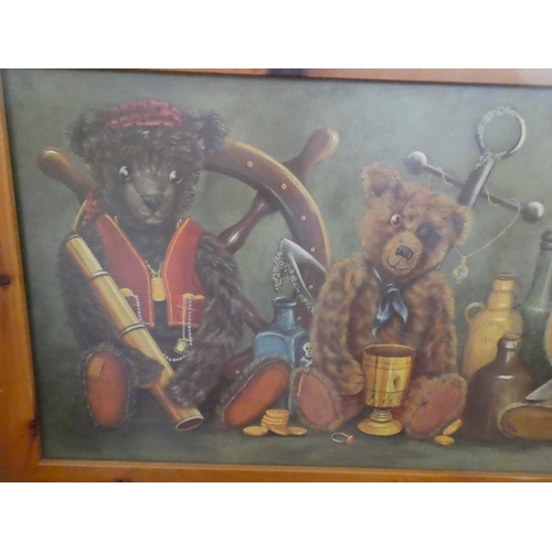 610 - A large framed Teddy Bear print.