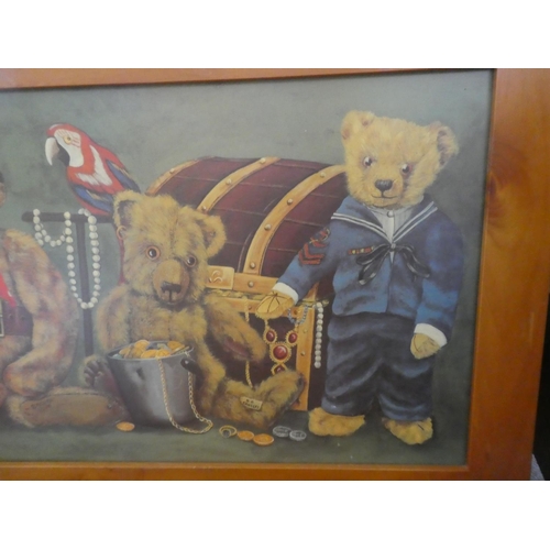 610 - A large framed Teddy Bear print.