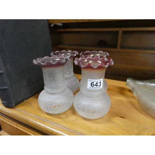 643 - A set of 4 decorative glass shades.