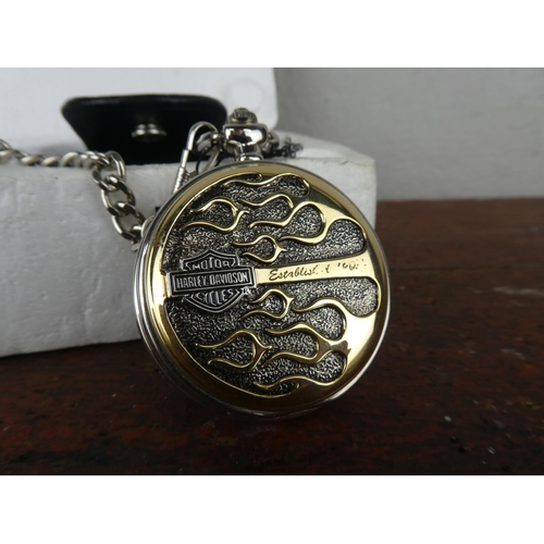 111 - A Harley Davidson pocket watch and case.
