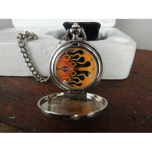 111 - A Harley Davidson pocket watch and case.