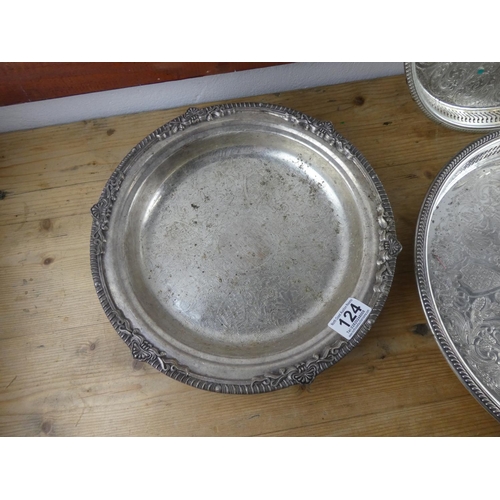 124 - An assortment of silver plated trays.