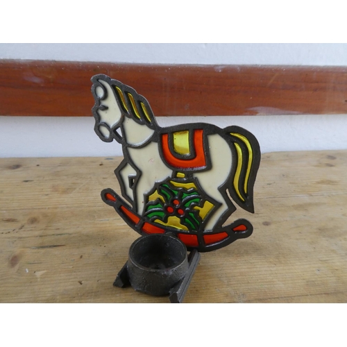 153 - A stained glass Christmas candleholder.