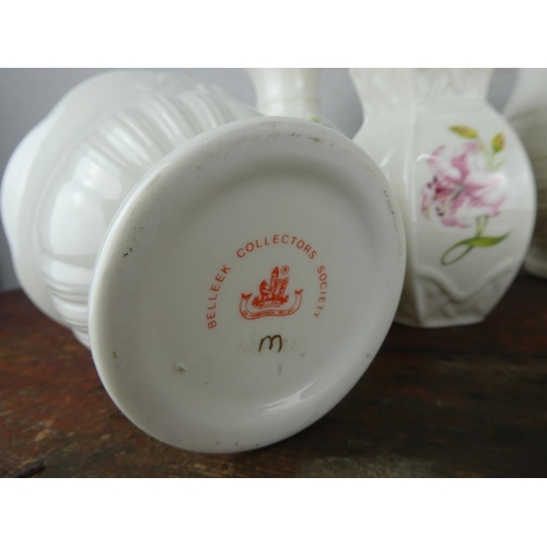 73 - A large collection of Belleek pottery.