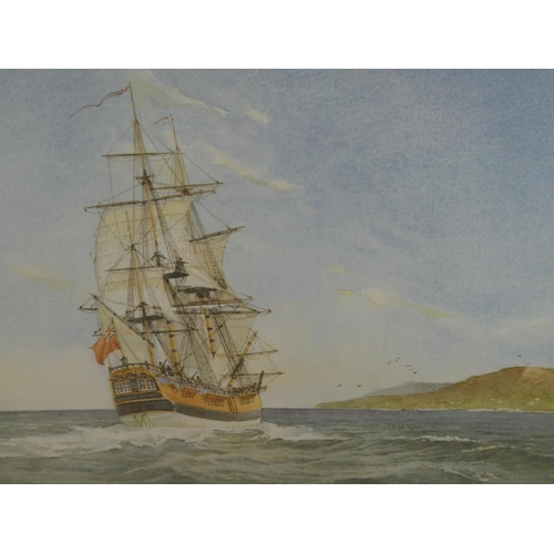 229 - An unframed print of a sailing ship.