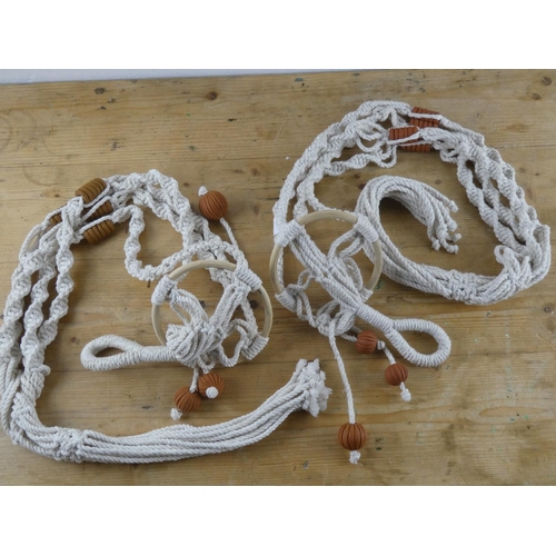 247 - Two vintage macrame plant holders.