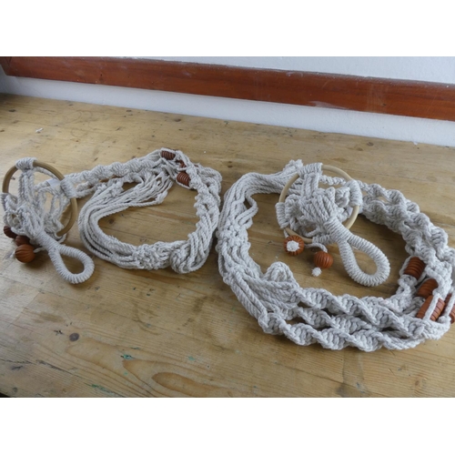 249 - Two vintage macrame plant holders.
