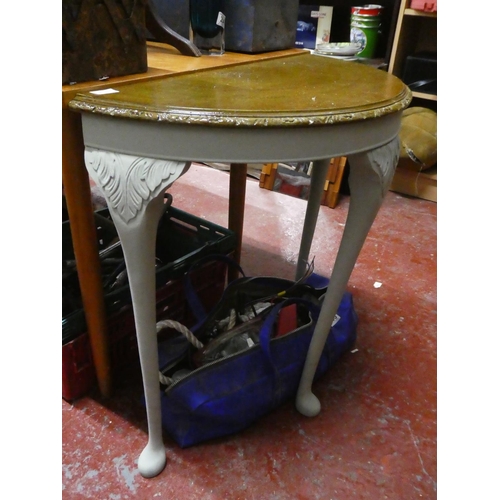 257 - A vintage upcycled demi lune table.