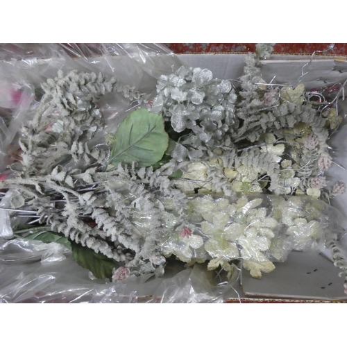 260 - A box of artificial flowers.