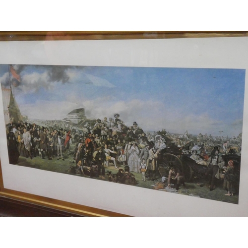275 - A large antique oak framed print - William Powell Frith 'The Derby Day 1856-8'.