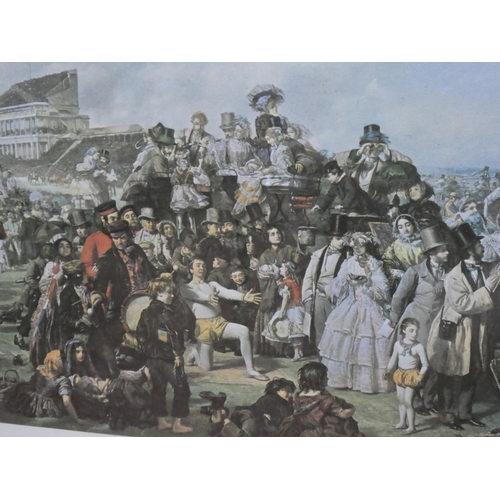 275 - A large antique oak framed print - William Powell Frith 'The Derby Day 1856-8'.