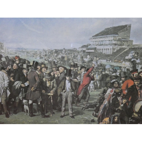 275 - A large antique oak framed print - William Powell Frith 'The Derby Day 1856-8'.