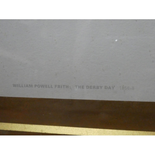 275 - A large antique oak framed print - William Powell Frith 'The Derby Day 1856-8'.