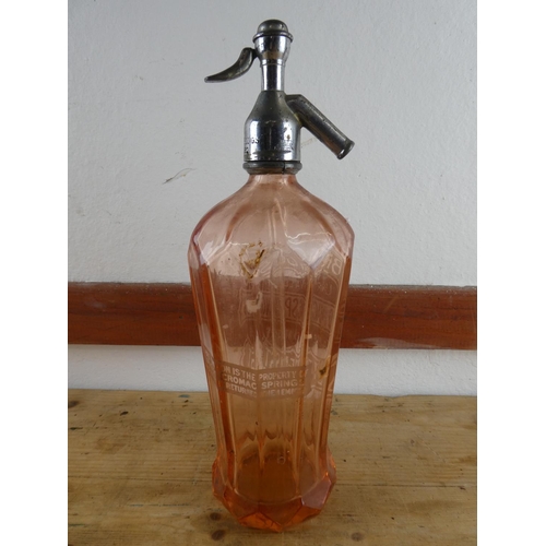 300 - An antique Briggs, Belfast coloured glass soda syphon.