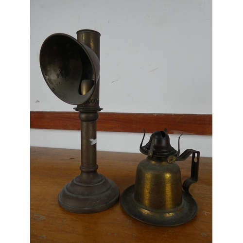 3 - An antique nurses/ students lamp and finger lamp base.